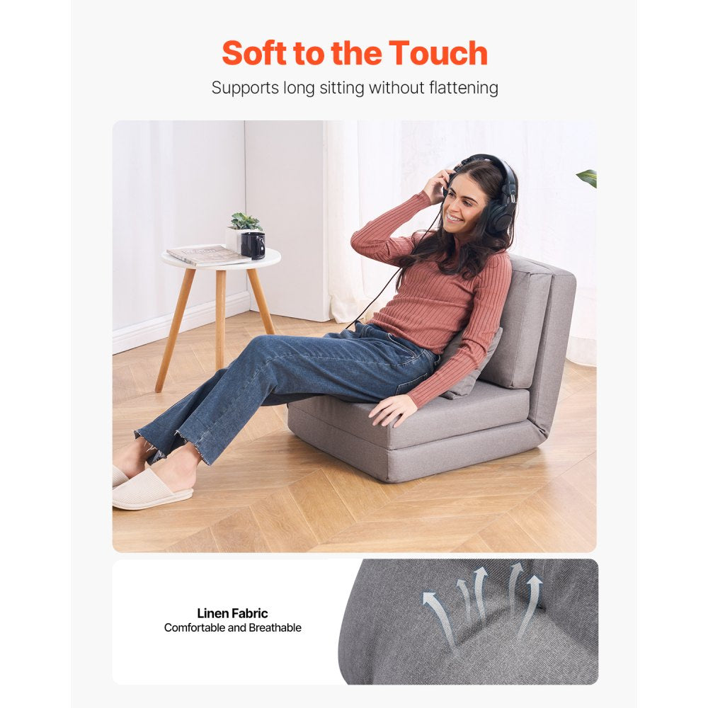 QX-1252A - Gray Multifunctional Flip Chair & Sofa Bed with 5 Positions