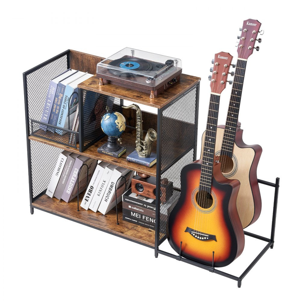 SR245119 - Sturdy 3-Tier Music Stand with Guitar Storage Solution