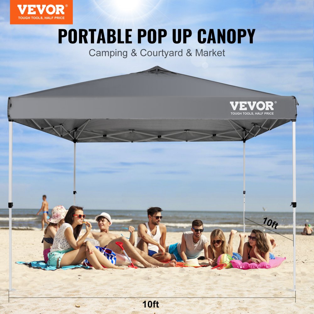 010429621718 - 10x10 ft Dark Gray Canopy Tent with UPF 50+ Protection