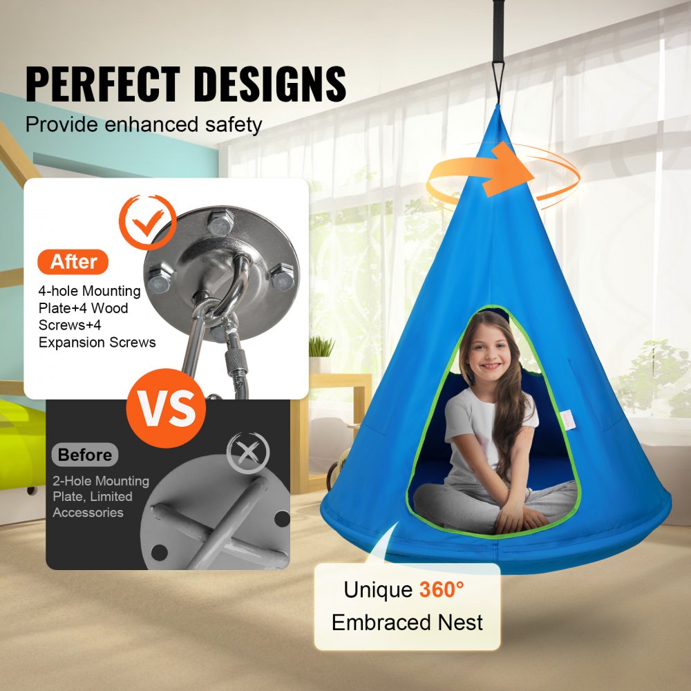 LYY007 - 32" Kids Nest Swing Chair with Adjustable Rope & Inflatable Cushion