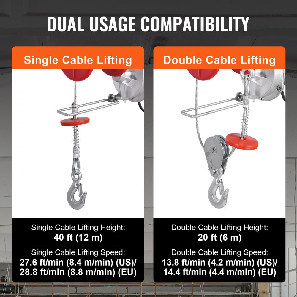 PA1000 - Durable Electric Hoist with 2200 lbs Capacity, 328 ft Wireless Range