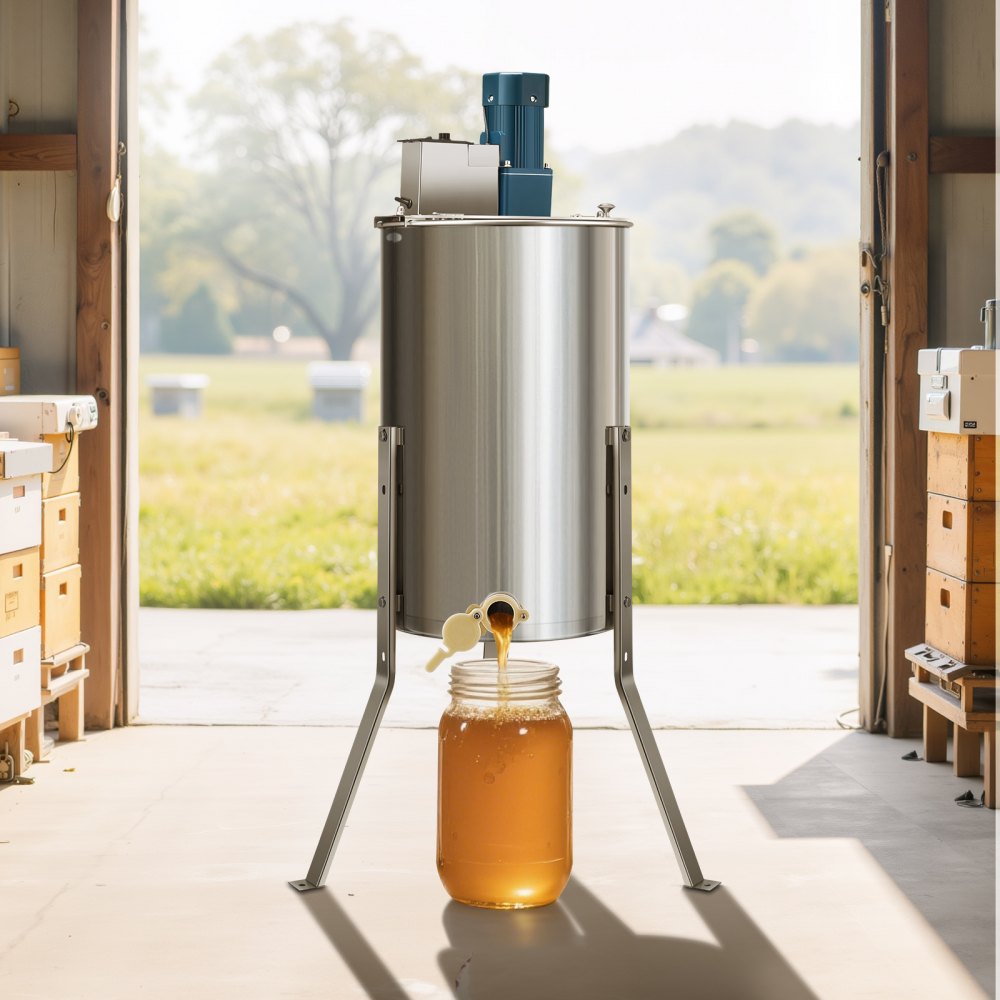 HE-15C-3E-US - 3-Frame Stainless Steel Honey Extractor with Adjustable Speed