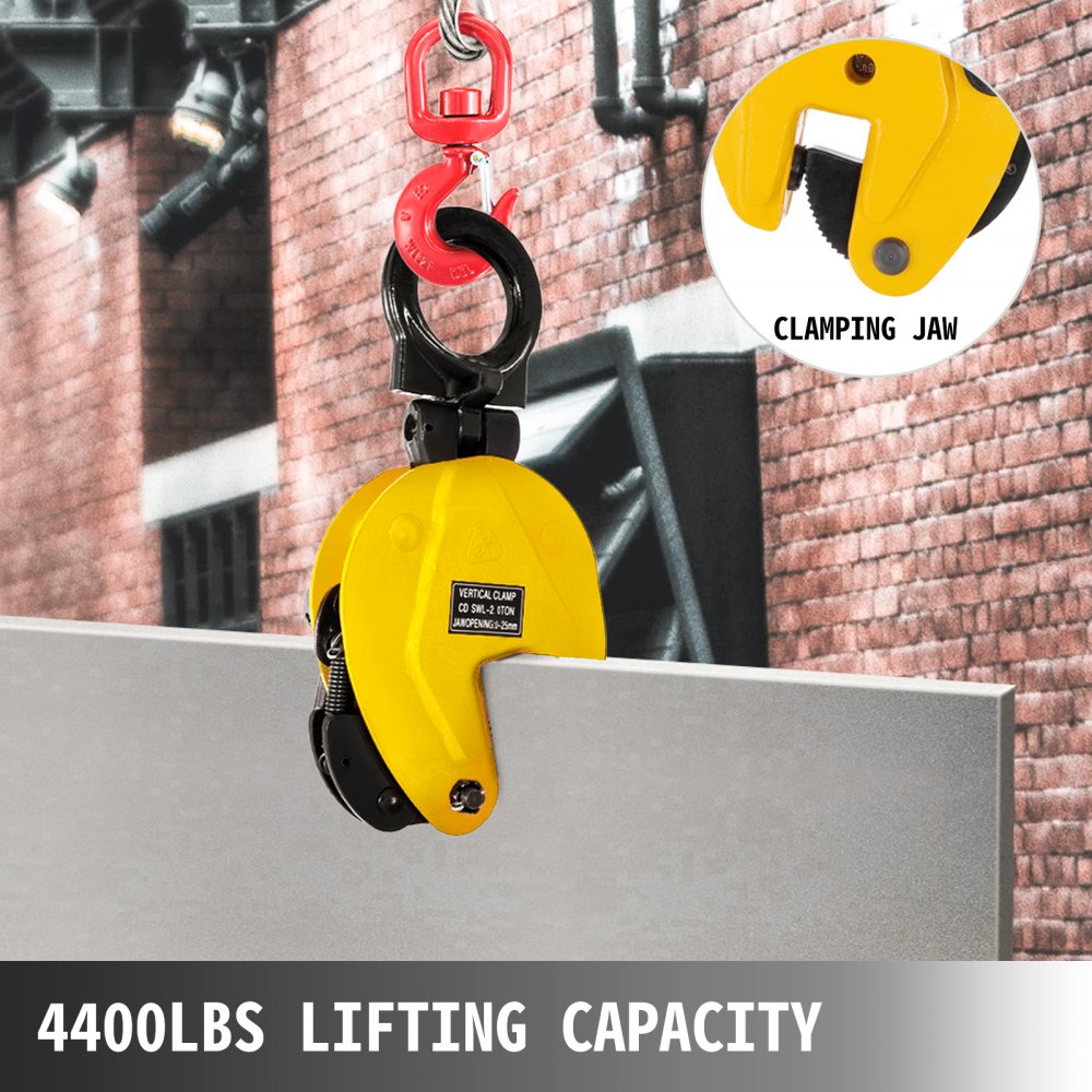CD2 - 4400lbs Alloy Steel Vertical Plate Lifting Clamp with 180° Range
