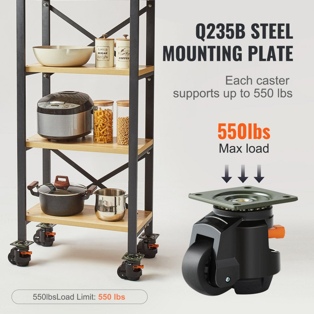 GD-80FD Heavy-Duty Leveling Casters for Uneven Floors, 2200 lbs Capacity