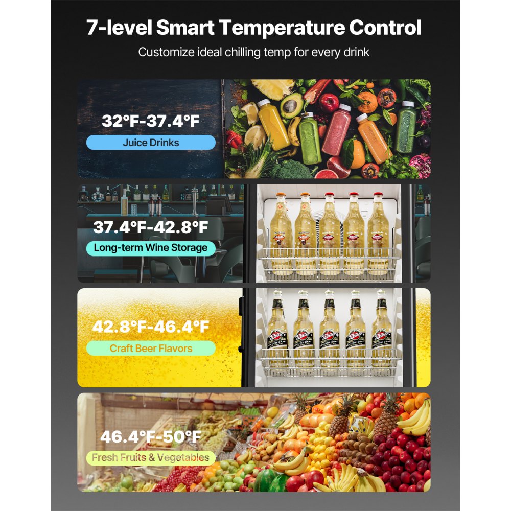 XLS-240W - 8.1 cu.ft Glass Door Beverage Cooler with Adjustable Shelves
