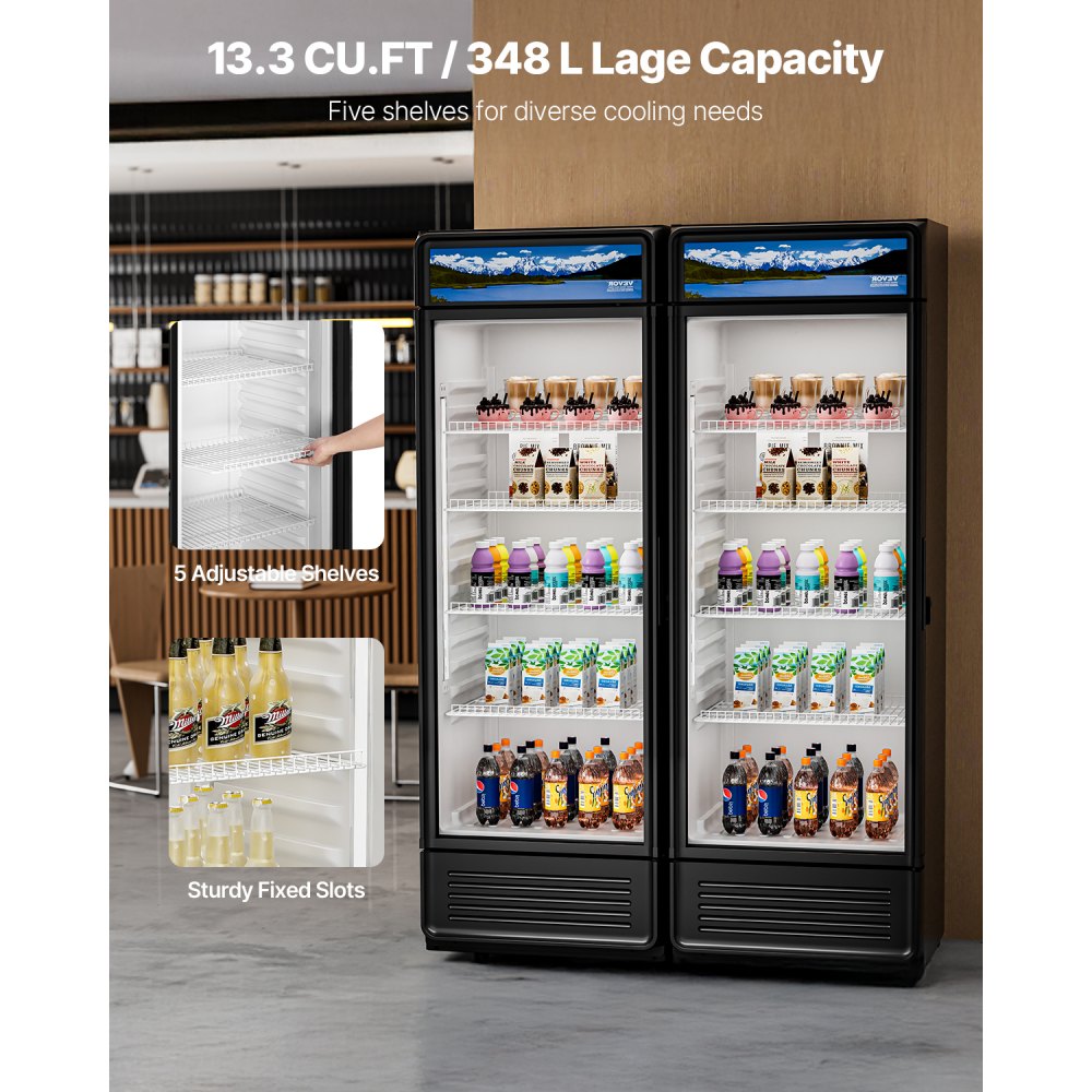 XLS-405WG - 13.3 cu.ft Glass Door Merchandiser with 5 Adjustable Shelves
