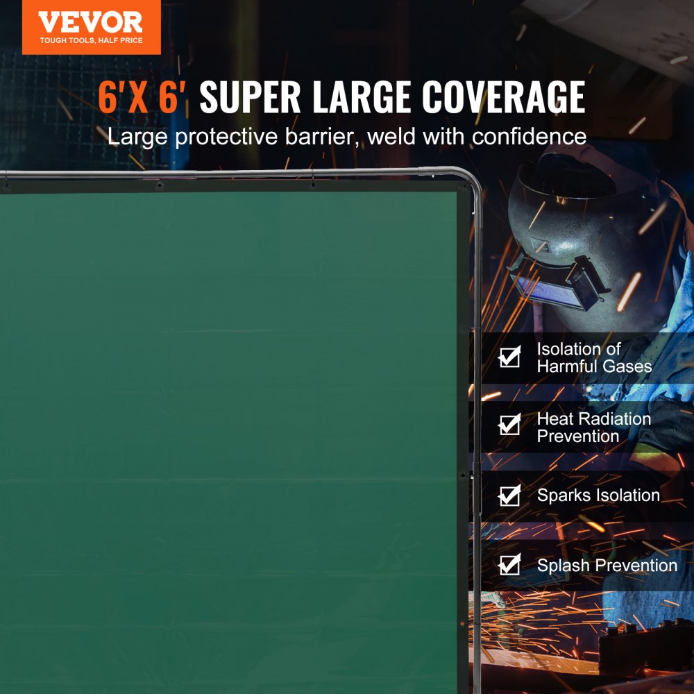 XU-2310 - 6' x 6' Green Welding Screen for Optimal Safety