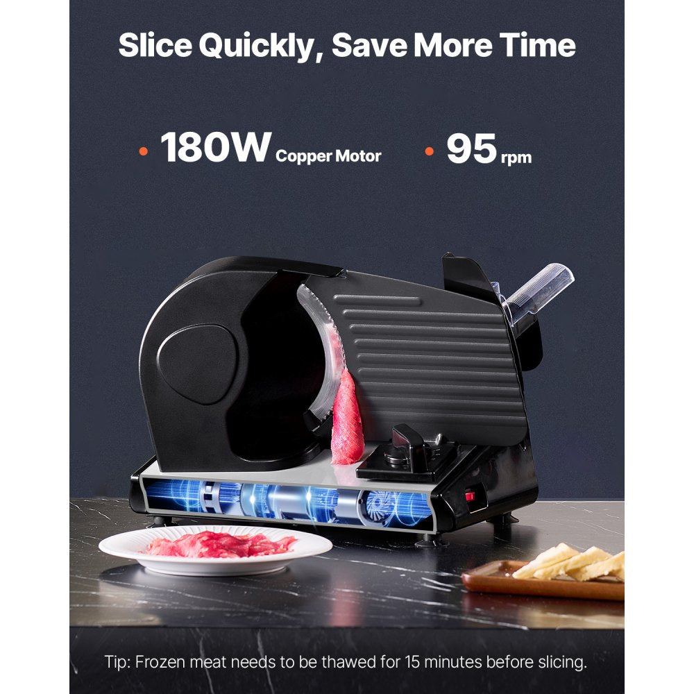 1A-FS201Q - 7.5" Electric Meat Slicer, 180W, Adjustable Thickness for Easy Cutting
