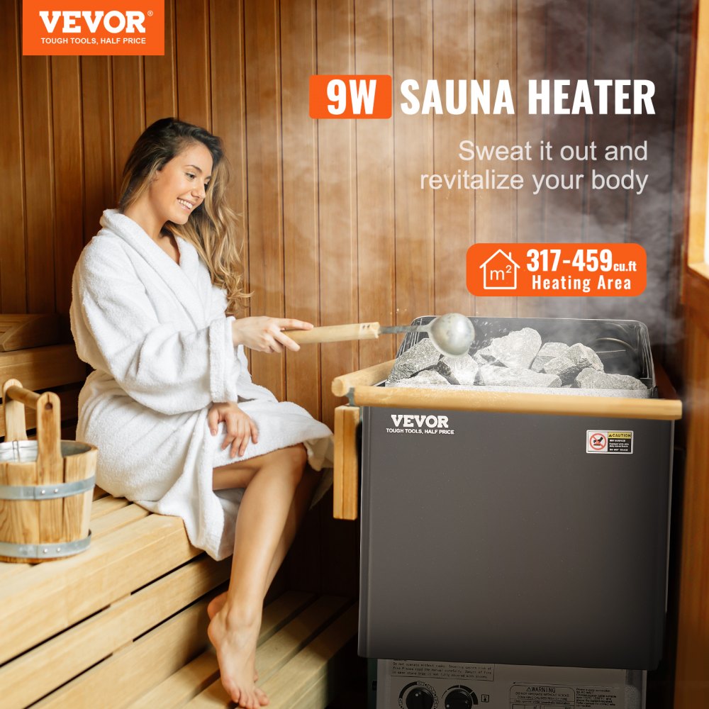 SCA-90BS 9KW Stainless Steel Sauna Heater for 317-459 Cubic Feet