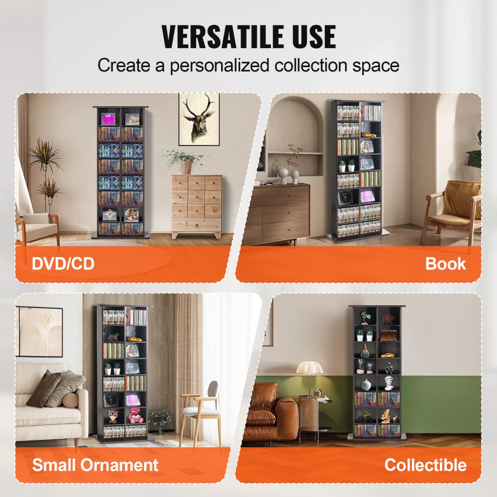 KLDS-04 - VEVOR 50.98in Media Storage Cabinet for 464 CDs with Adjustable Shelves