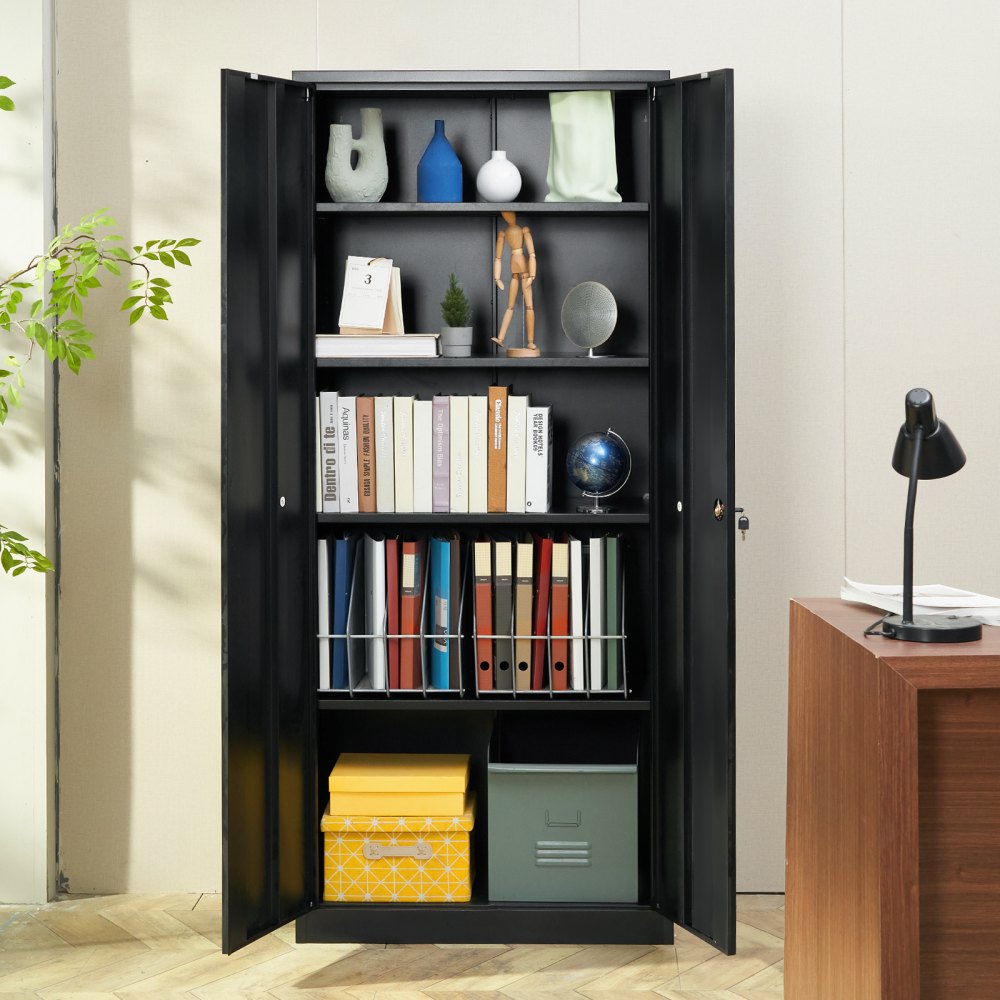 010253256136 - 71'' Steel Storage Cabinet with 4 Adjustable Shelves & Locking Doors