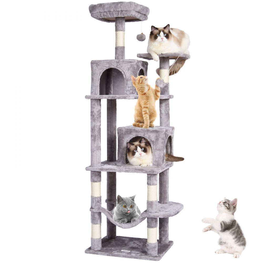 CAT793 - 63" Multi-Level Cat Tree with 2 Condos & Sisal Scratching Posts