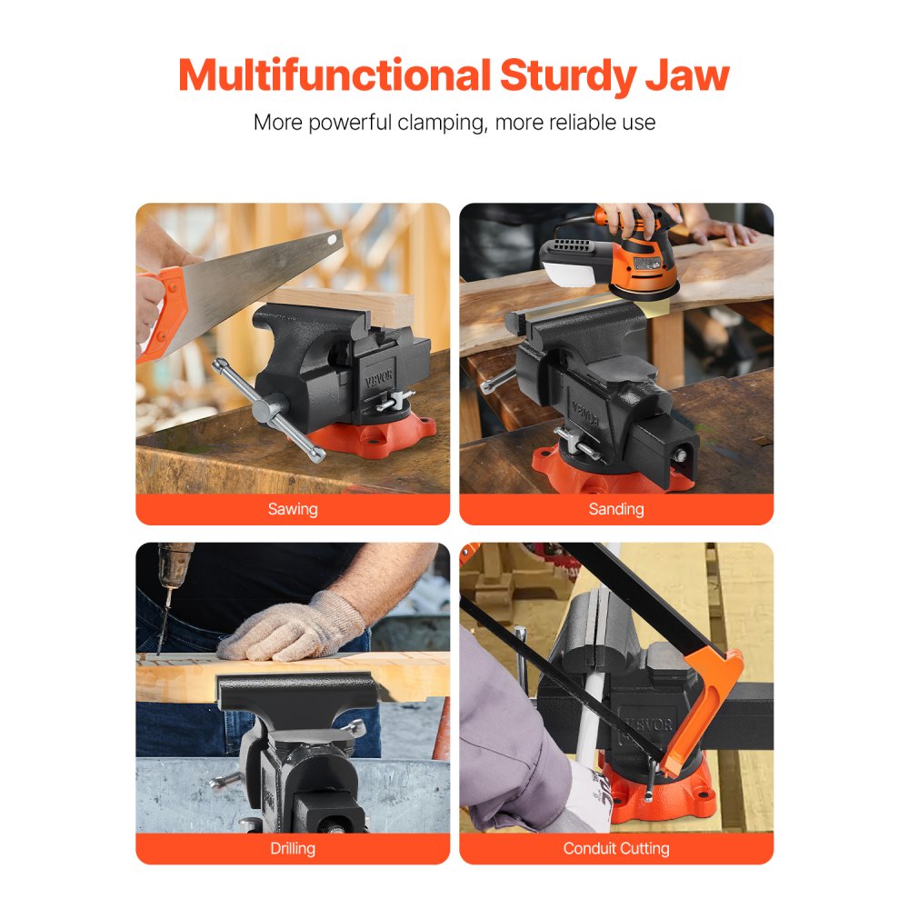 9525 - 5" Cast Iron Bench Vise with 360° Rotating Base