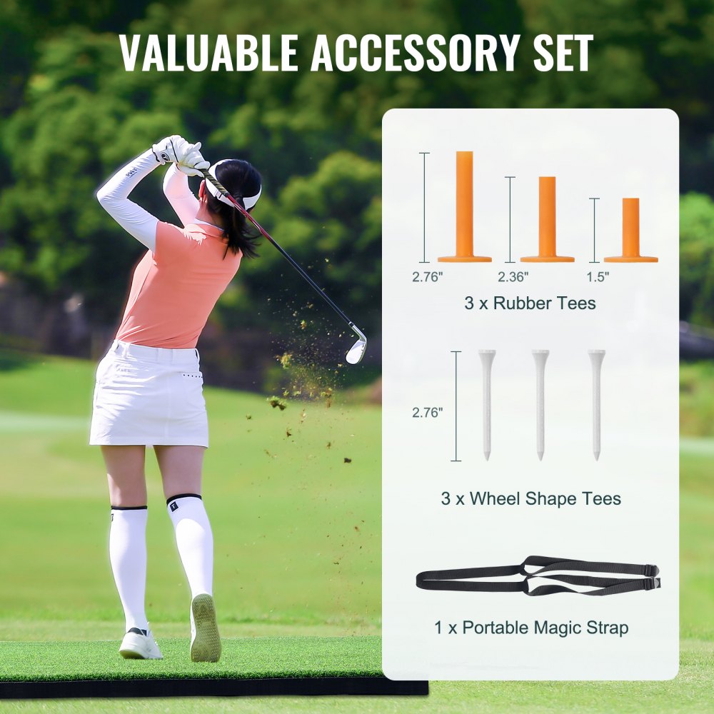 GP100504 - 22MM Golf Hitting Mat with Non-Slip Base & Tees