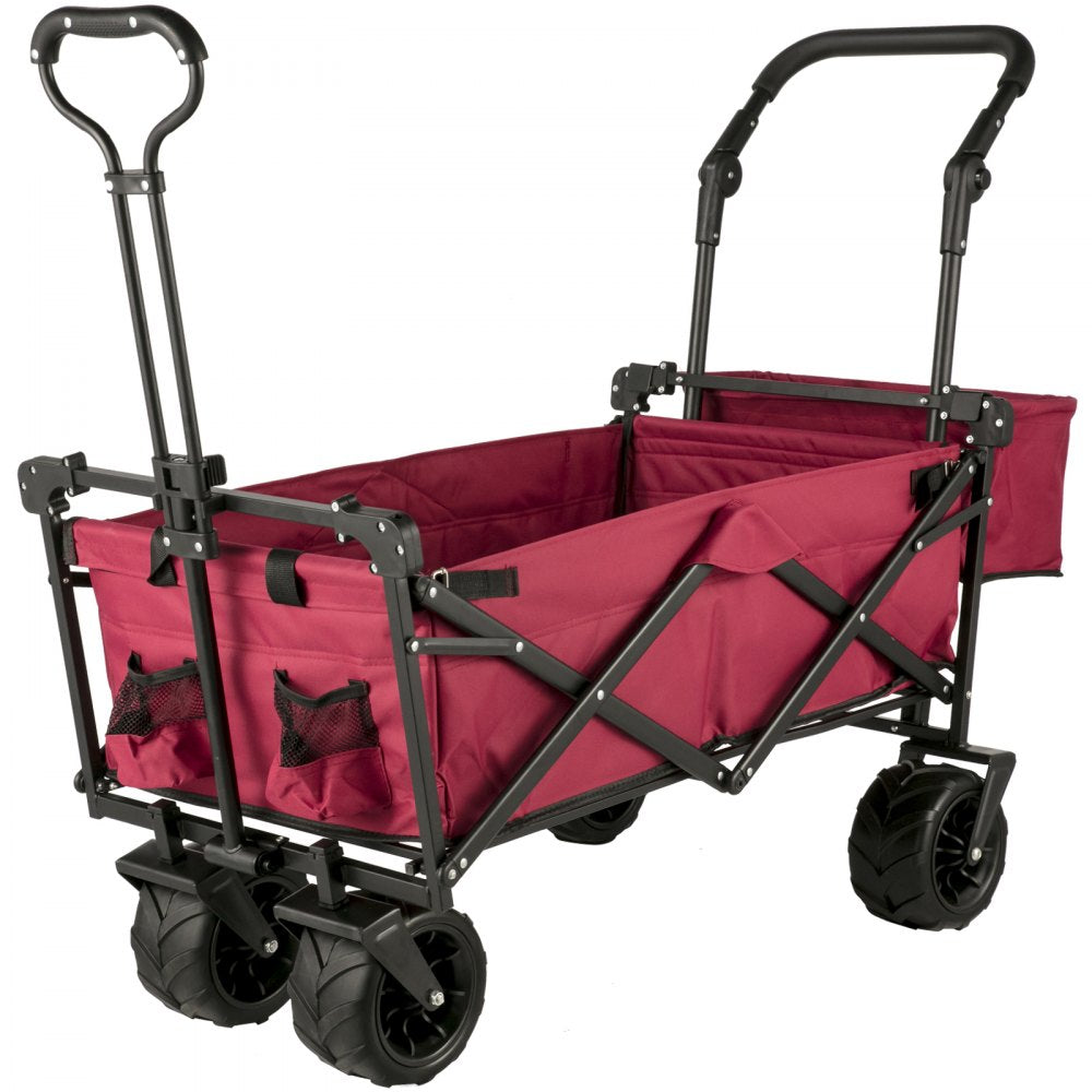 VV-CWC-RED - Folding 33.4" Collapsible Garden Wagon with Canopy