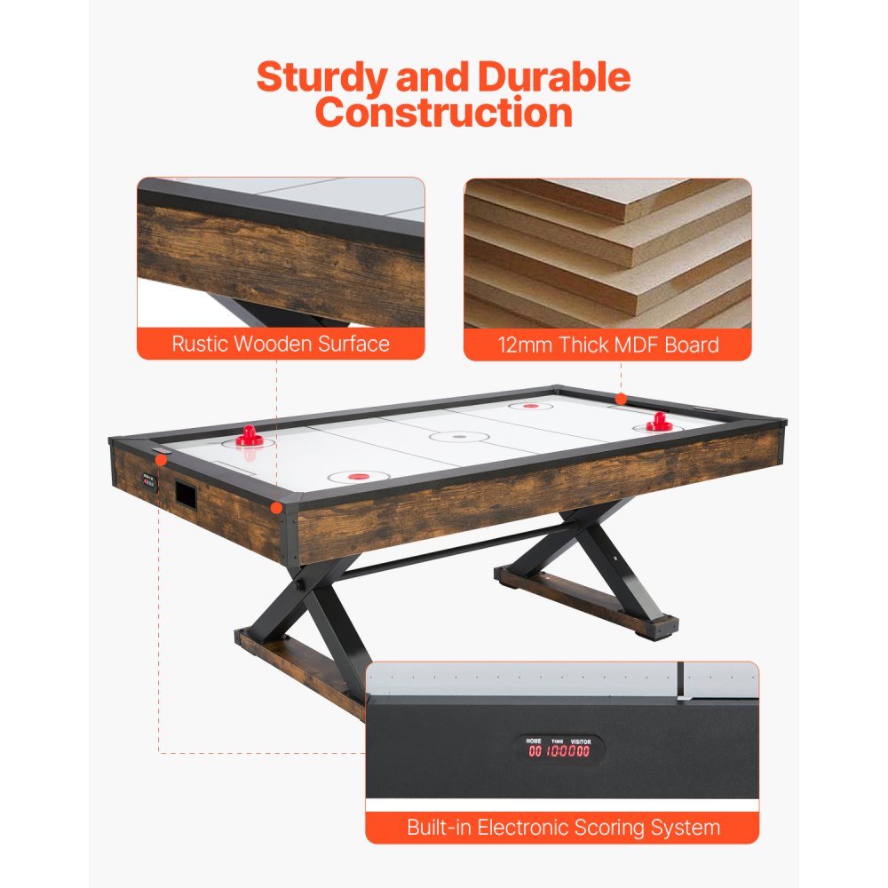AH718-US - 84" Rustic Air Hockey Table with Electronic Scoring System