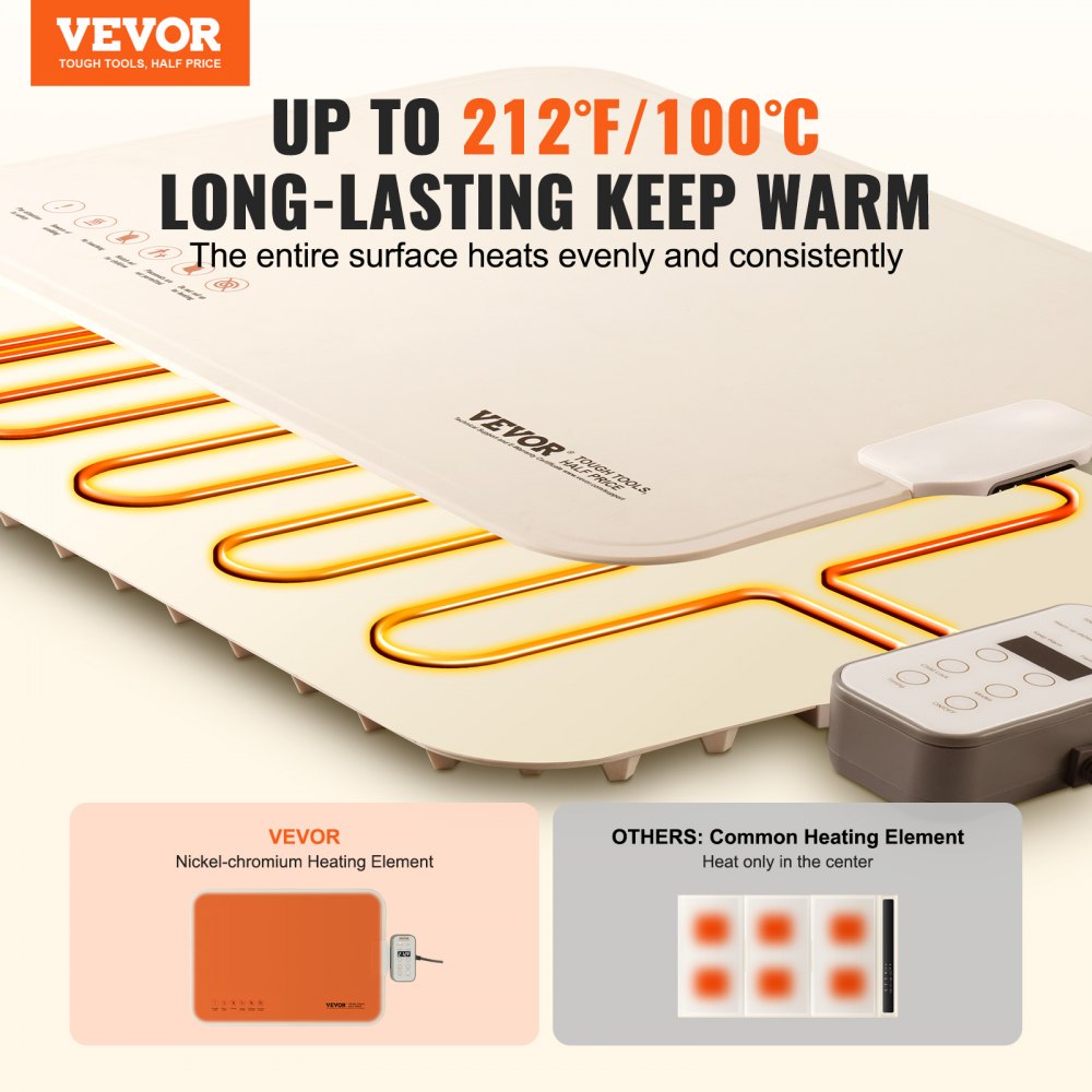 YD-301C-Z-35+50G - Compact Electric Warming Tray with Temp Control & Child Lock