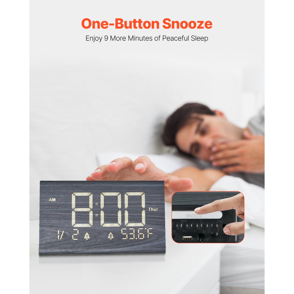 EK8800 - Elegant Dual Alarm Clock with USB & Night Light Features