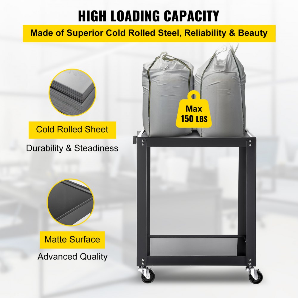 ECTCAV-0D - Height-Adjustable AV Cart, 26" x 24" x 18", 150 lbs Capacity