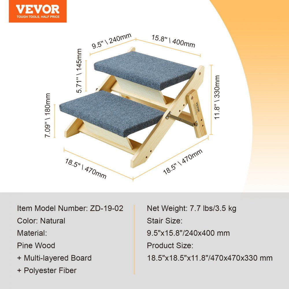 ZD-19-02 - VEVOR 2-in-1 Foldable Dog Stairs with Non-Slip Comfort