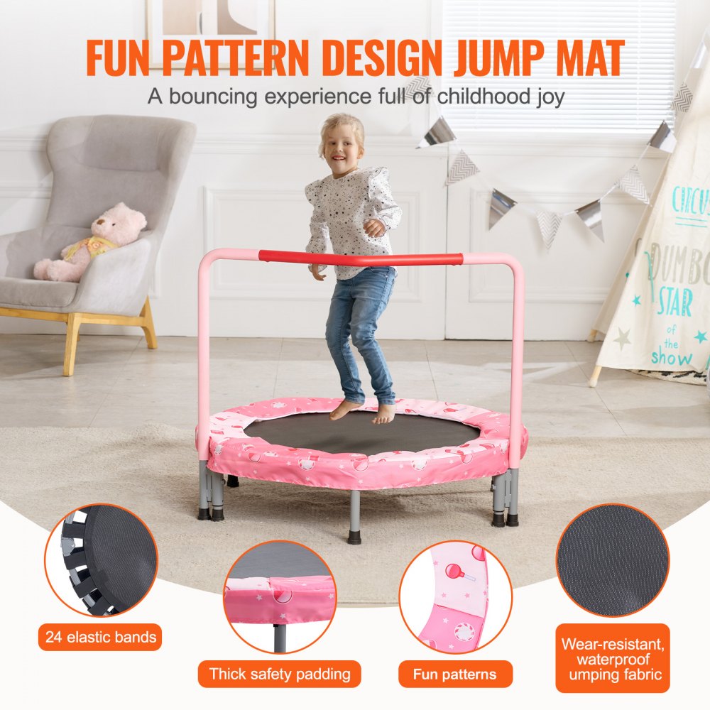 TX-B6232B-36in+I - Foldable 36" Kid's Trampoline with Colorful Jumping Mat