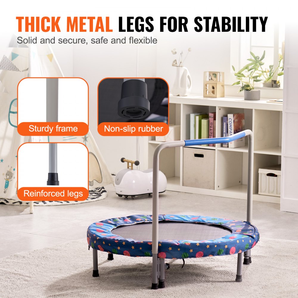 TX-B6232B-36in+I - 36" Durable Kids Trampoline, Indoor/Outdoor, Foldable Design