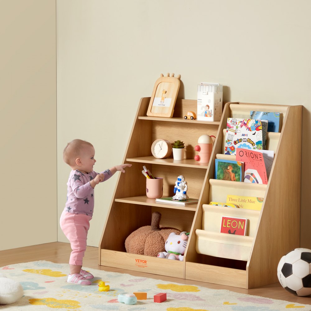 IVY-VVR-0056 - 4-Tier Wooden Kids Bookshelf for Organized Playrooms