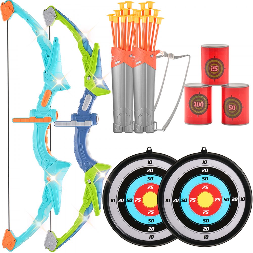 8009-4 - Kids' LED Bow and Arrow Set with Targets & Quivers