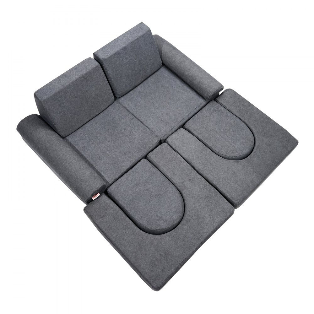 ETDST010 - Versatile 10-Piece Kids Couch, Soft Suede & Washable Cover