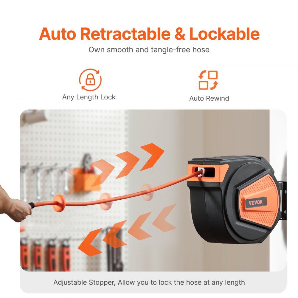 NWA-D20 - 65ft Hybrid Enclosed Air Hose Reel with Auto-Rewind System