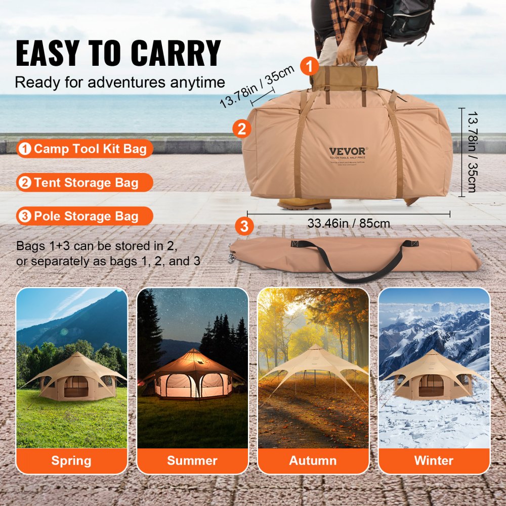 ZJTM1184 - 5m VEVOR 4-Season Bell Tent for Year-Round Adventures