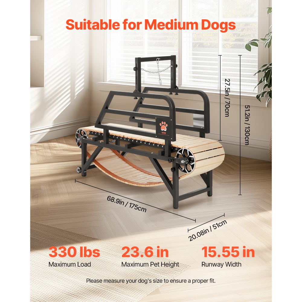 GPBJ-1 Indoor Dog Treadmill for Medium Dogs up to 220 lbs, Adjustable Incline