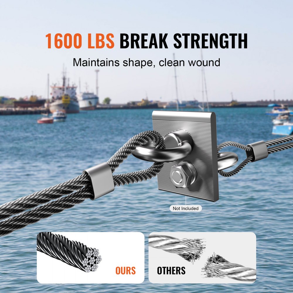 S1/8-500 - 1/8" T316 Stainless Steel Wire Rope for Outdoor Use
