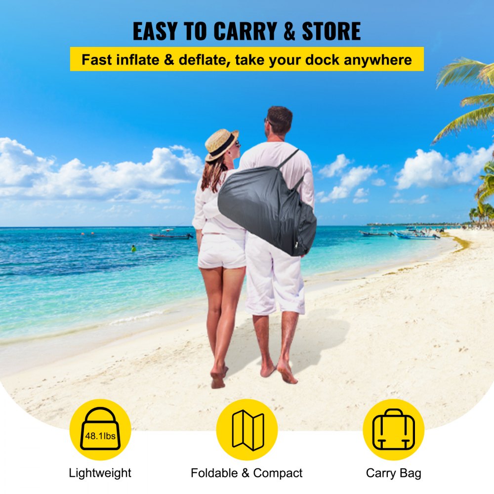 CQFT-8894 - Sturdy 10 x 6.5 ft Inflatable Dock Platform for 5-6 People