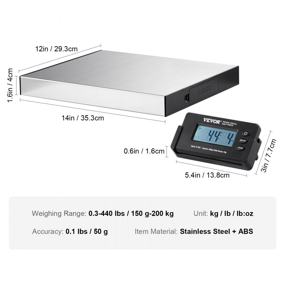 SF-882 - VEVOR 440 lbs Digital Shipping Scale with 49ft Wireless Control