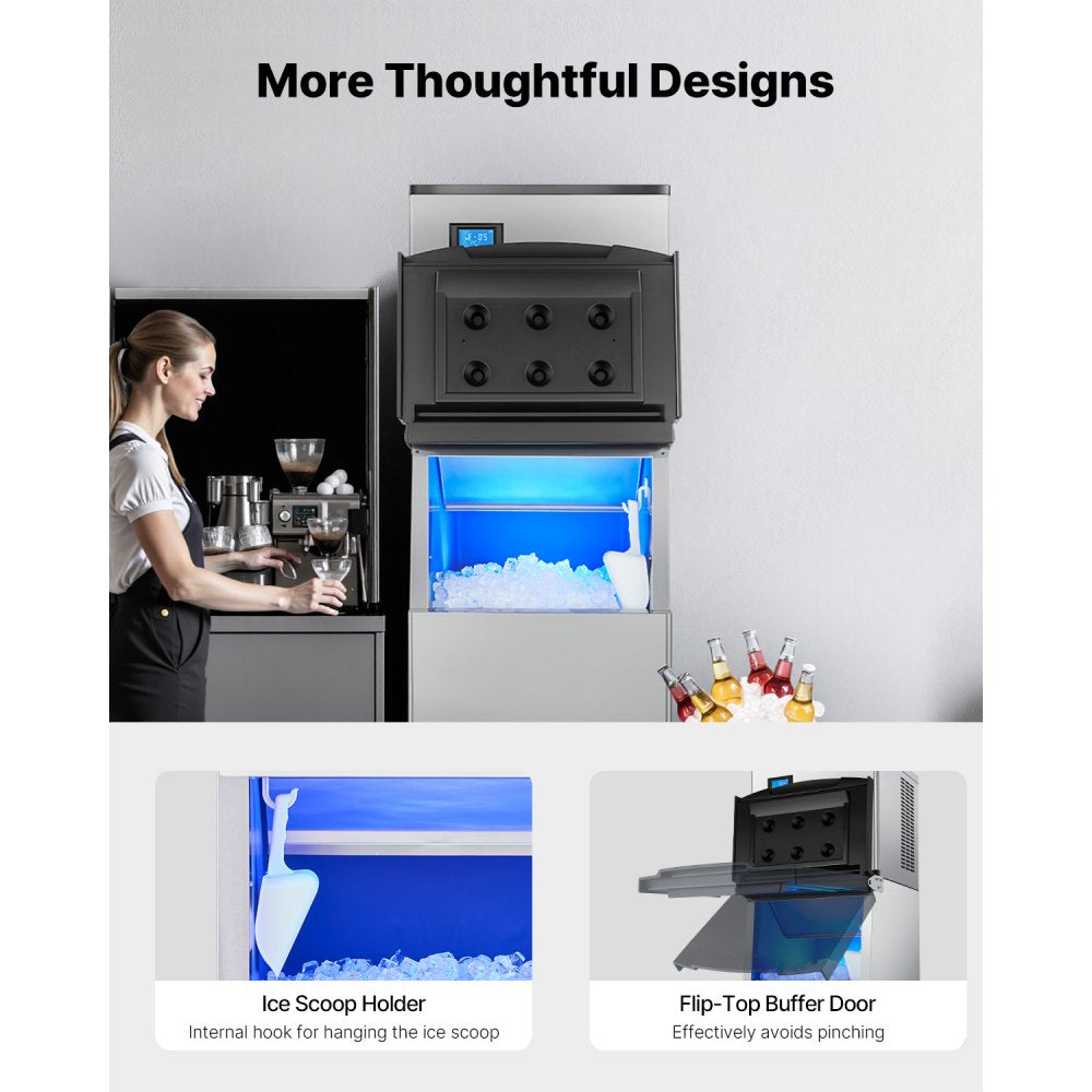 200Ib - Commercial Ice Storage Bin with Water Filter & Gravity Drainage