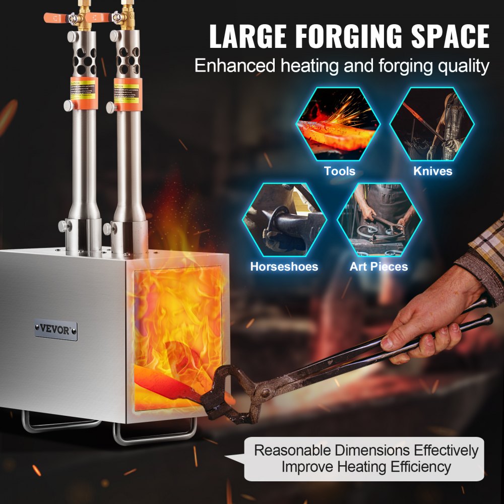 JHBXG2C - VEVOR 2-Burner Propane Forge, 2600°F High-Performance Metal Crafting