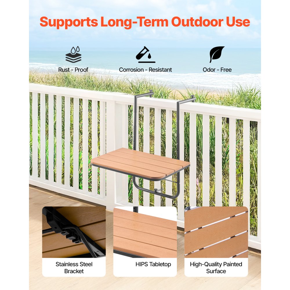 DL-BC01A - Folding Stainless Steel Balcony Table with Adjustable Height