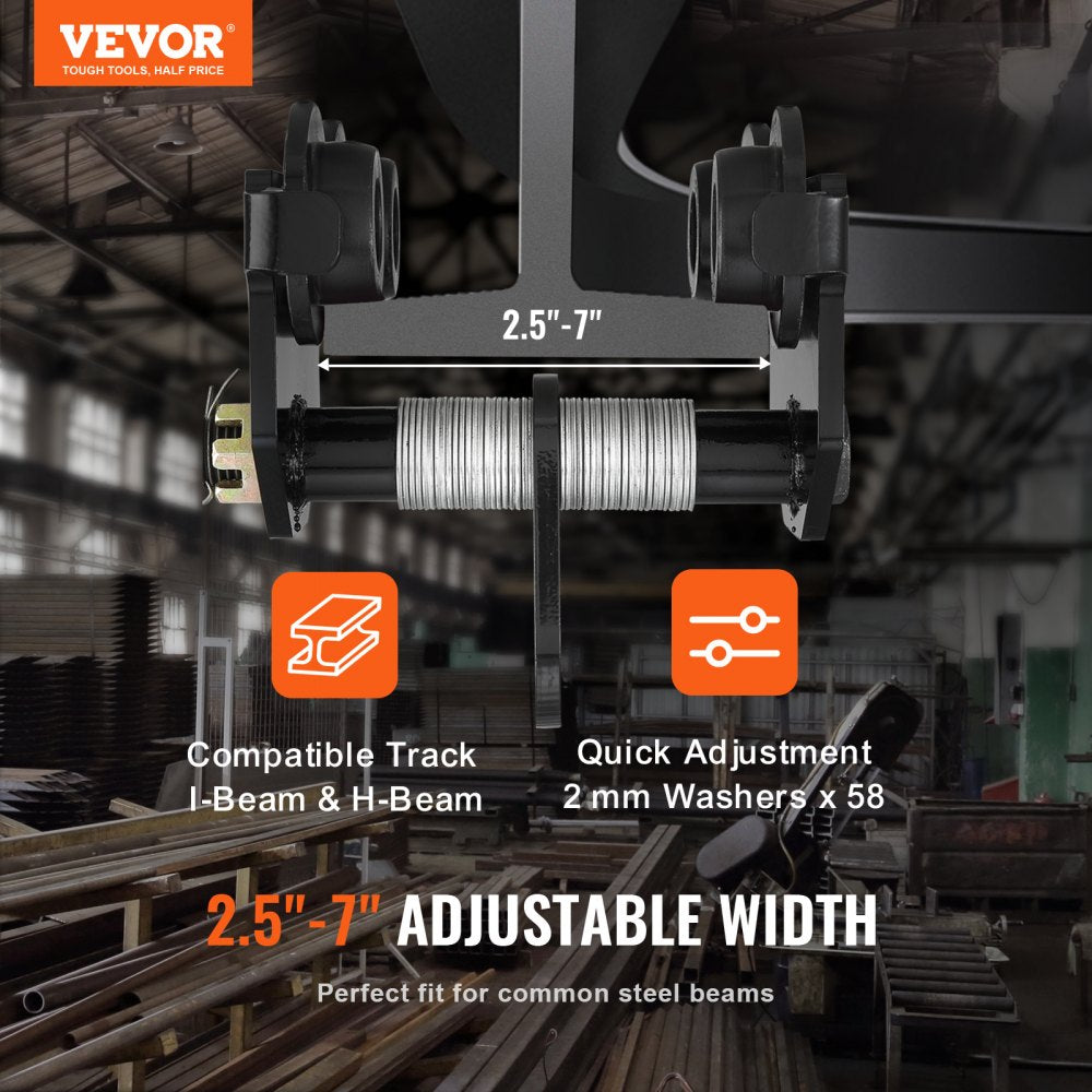 3T-F - Adjustable VEVOR Manual Trolley for 6600 lbs Heavy Lifting