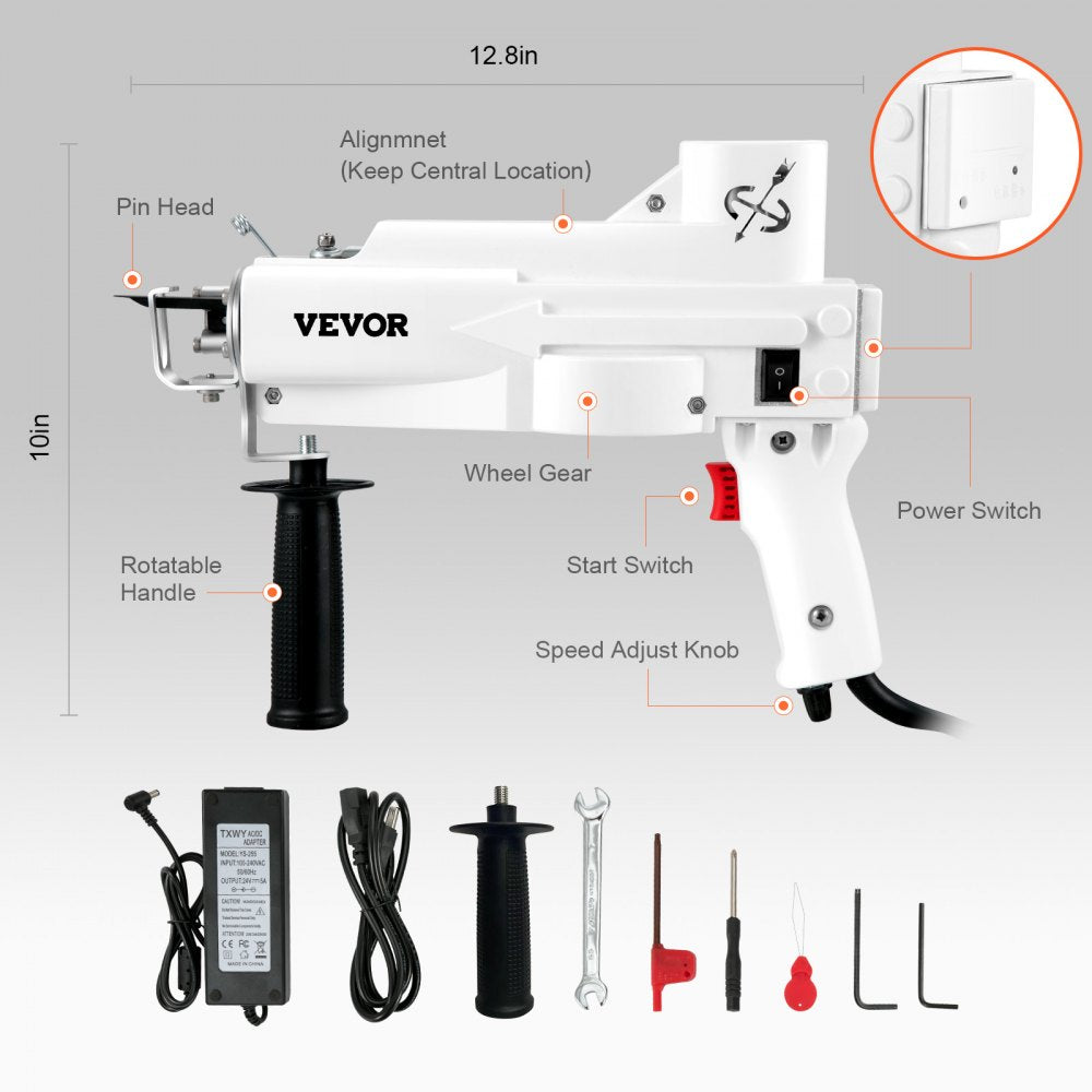 GR-1 - VEVOR Electric Tufting Gun for Easy Carpet Crafting
