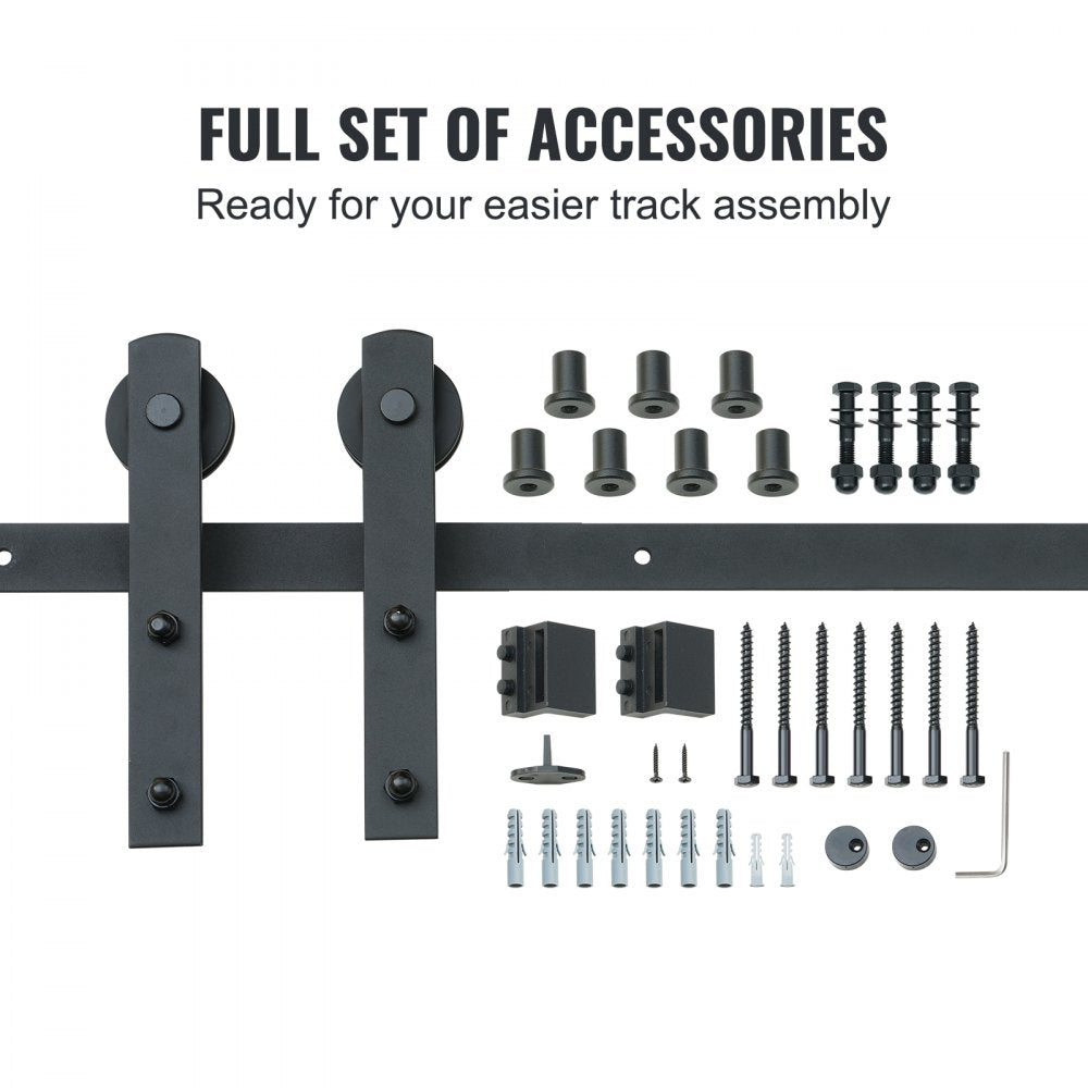 004-2.44m - 8FT Heavy-Duty Barn Door Kit, Supports 330 lbs