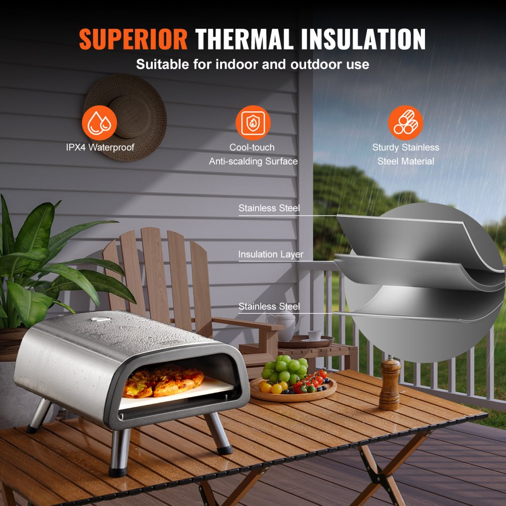 EG12-02B-18 - Commercial 850℉ Electric Pizza Oven with Pizza Stone & Foldable Legs