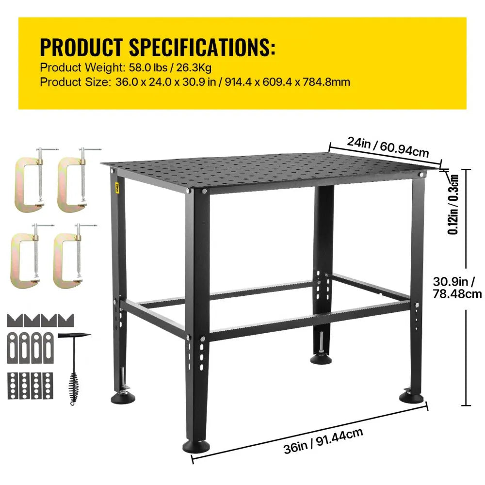 800lb-1 - 36"x24" VEVOR Welding Table with Slip-Resistant Pads