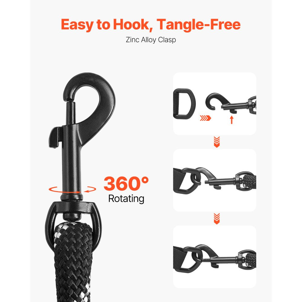 CWS-12mm-6FT - Durable 6ft Nylon Dog Leash with Comfortable Handle & Waste Bag Holder