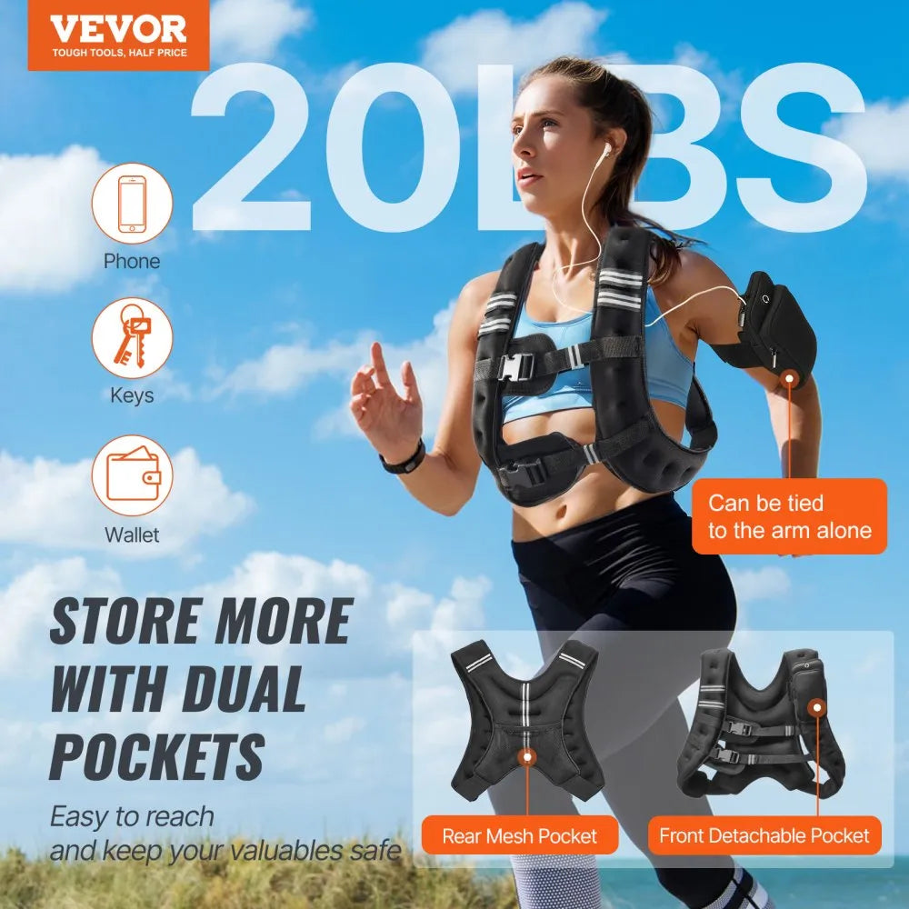 JS-VEST005-3 - Breathable Weighted Vest with Pockets for Custom Fit