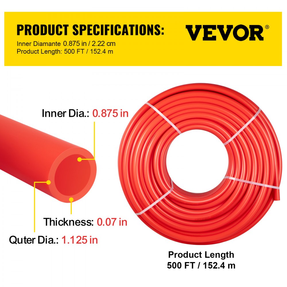 VV-PEX1IN-H - 1" x 500FT Durable PEX Pipe for Plumbing Projects