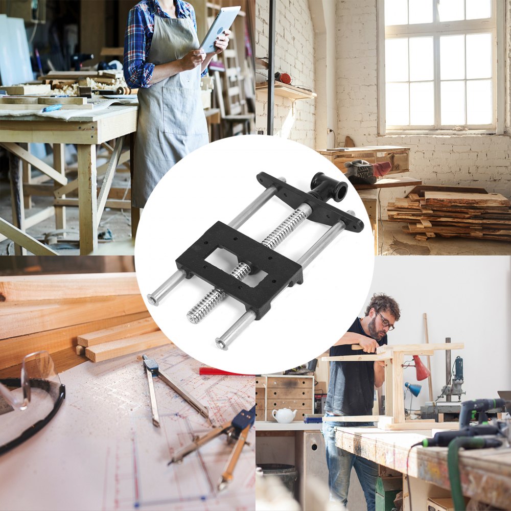 010786380359 - 7 Inch Cast Iron Wood Vise for Custom Workbench