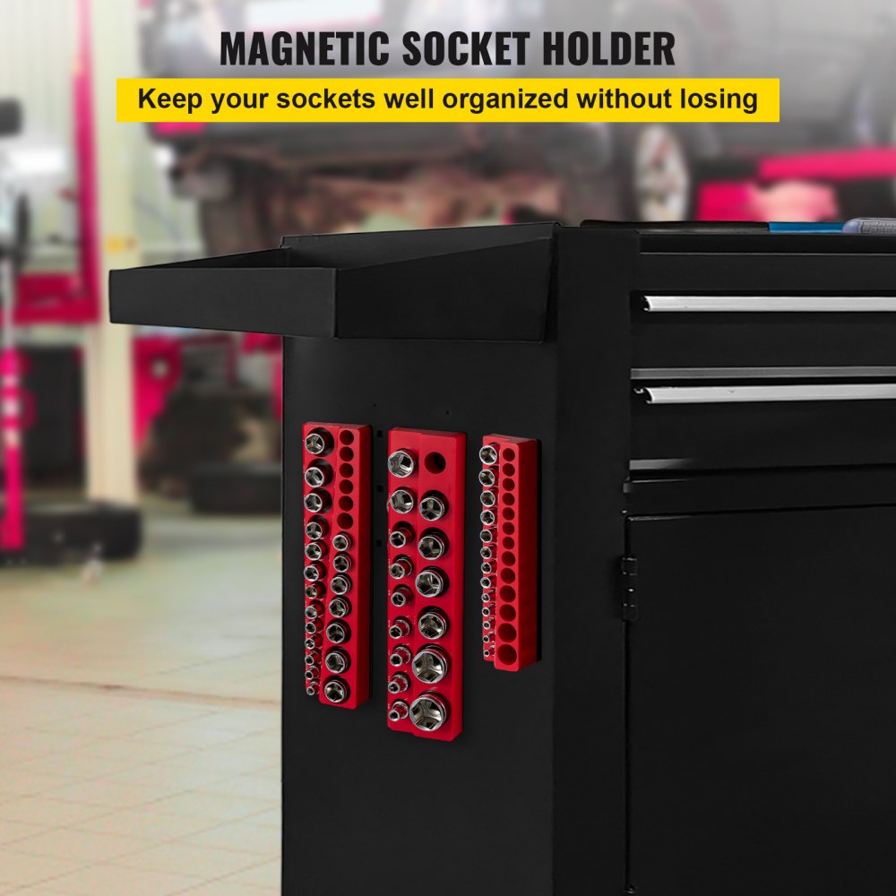 3SETR - Magnetic Socket Organizers for 68 SAE Sockets, Rubber Backing