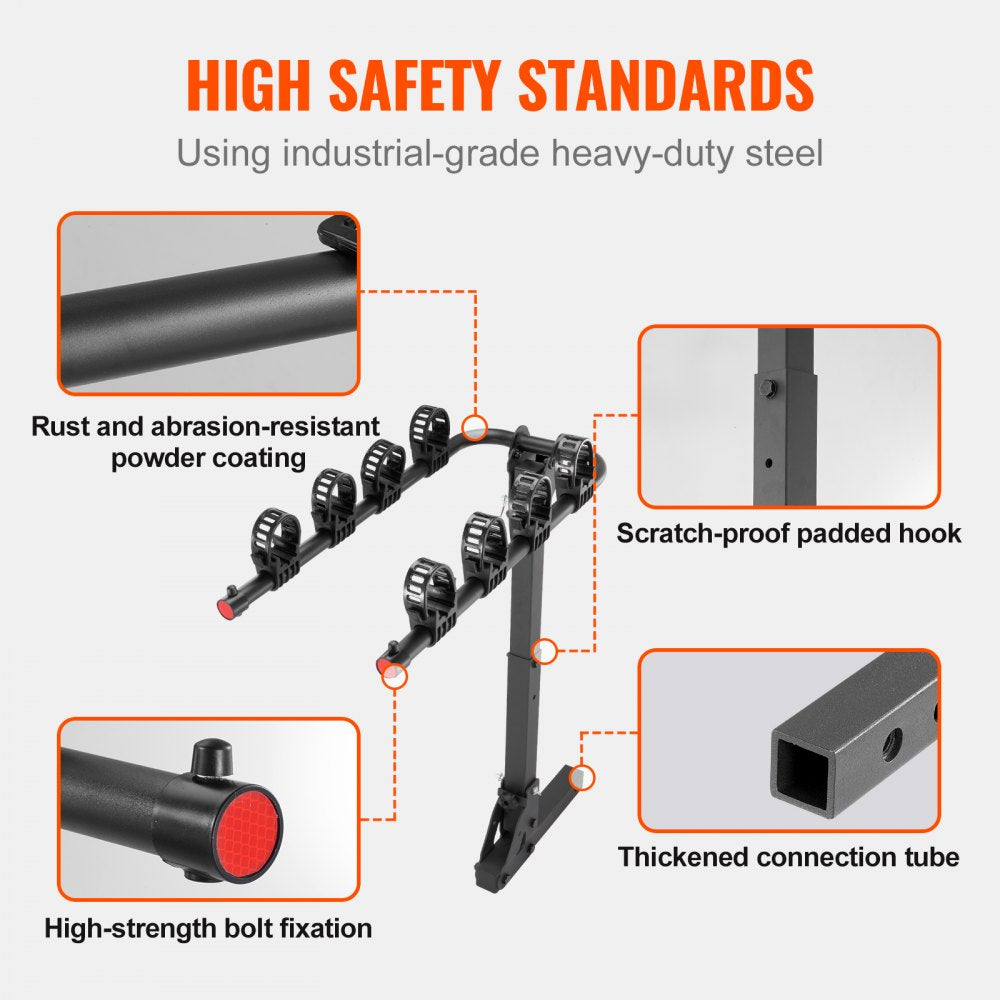 RC-1803H - Heavy-Duty 4-Bike Hitch Rack for E-Bikes & SUVs