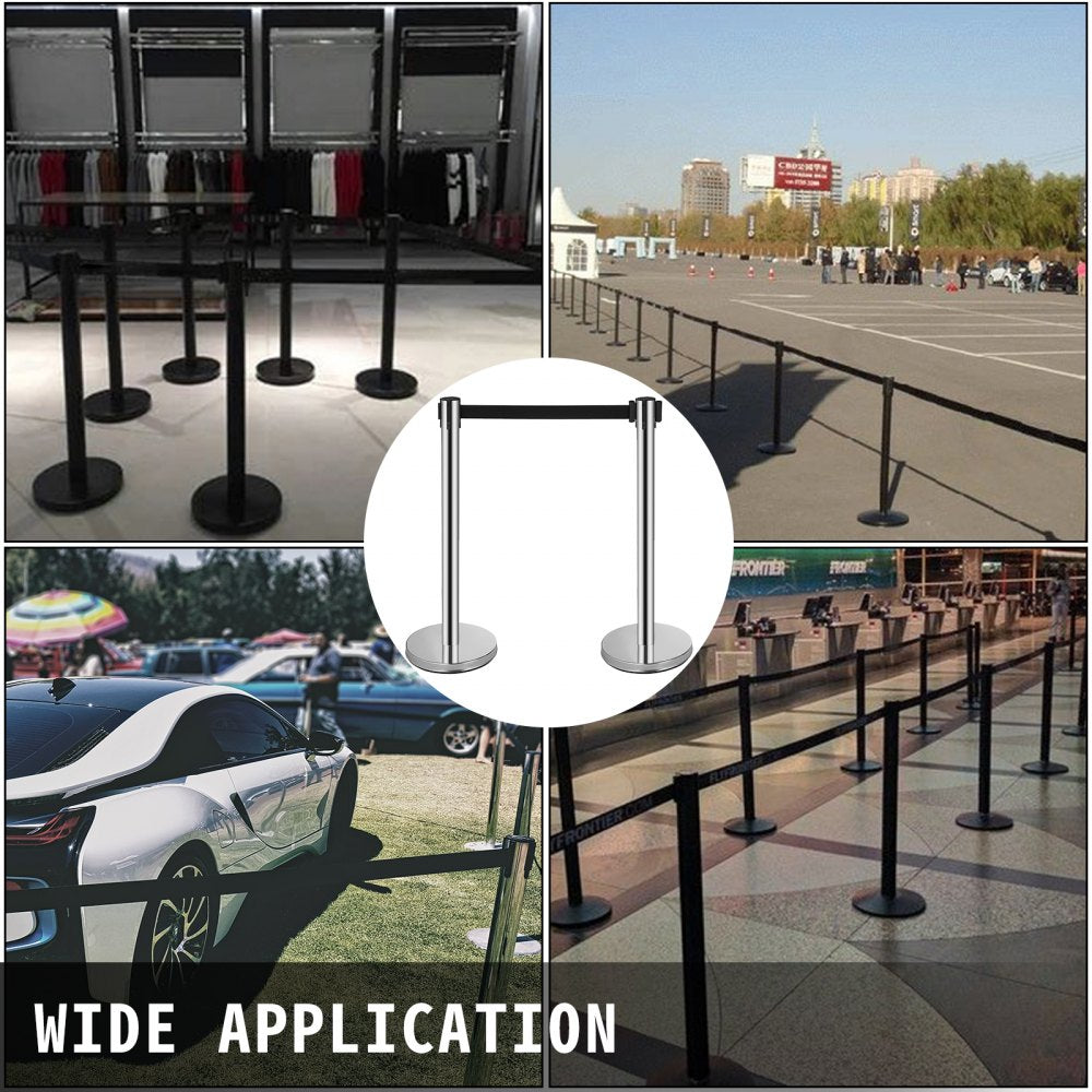 010951083937 - Stainless Steel Stanchions with 6.6ft Retractable Belt, 6-Pack